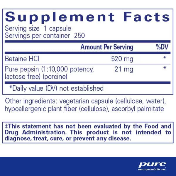 Betaine HCl Pepsin – Pure Encapsulations