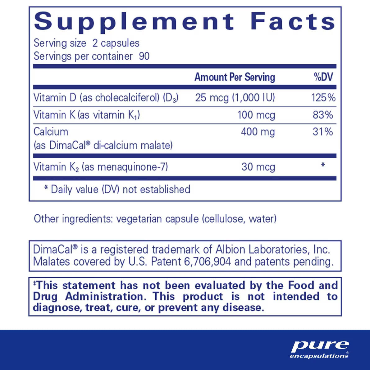 Calcium K/D 180's – Pure Encapsulations