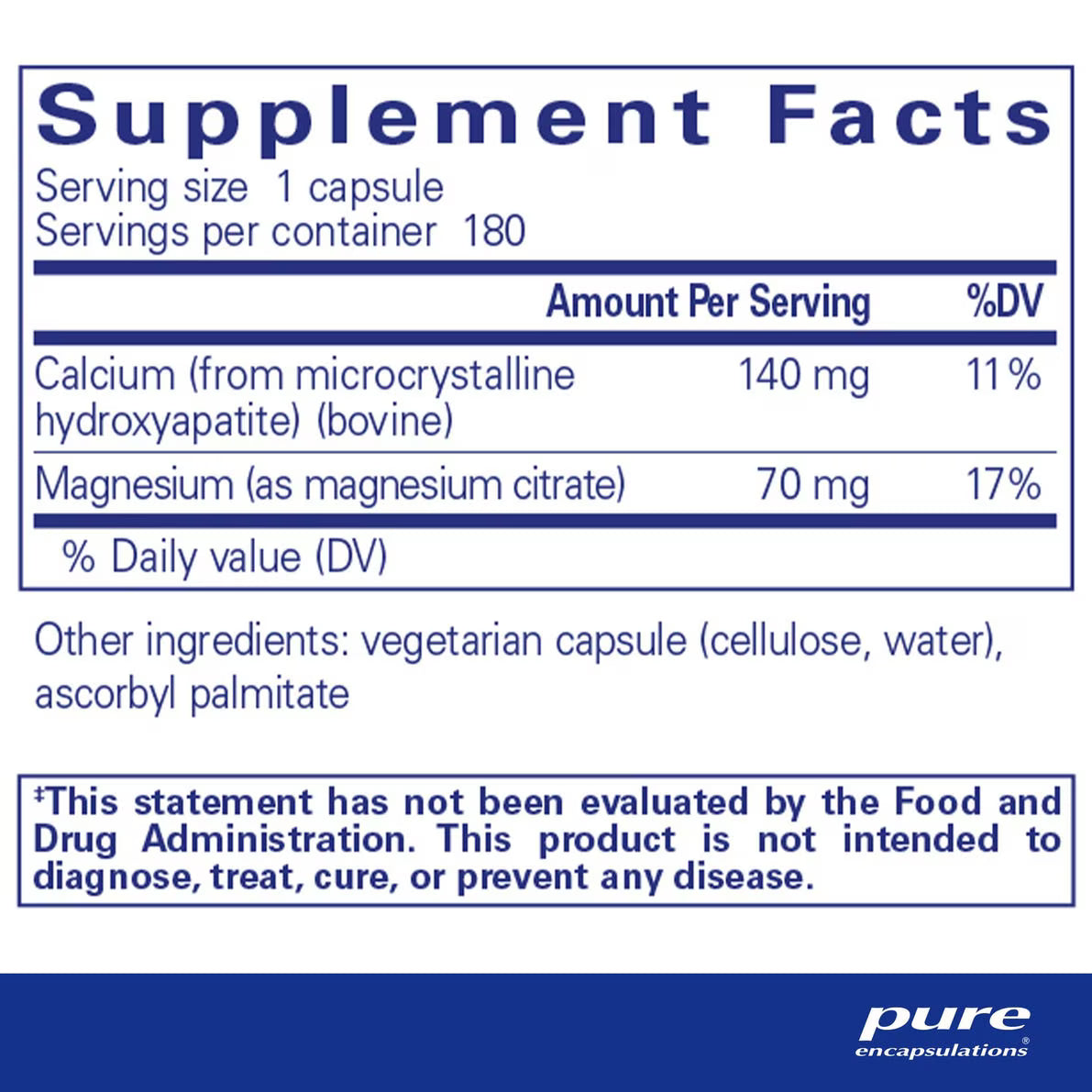 Calcium (MCHA) with Magnesium 180's – Pure Encapsulations