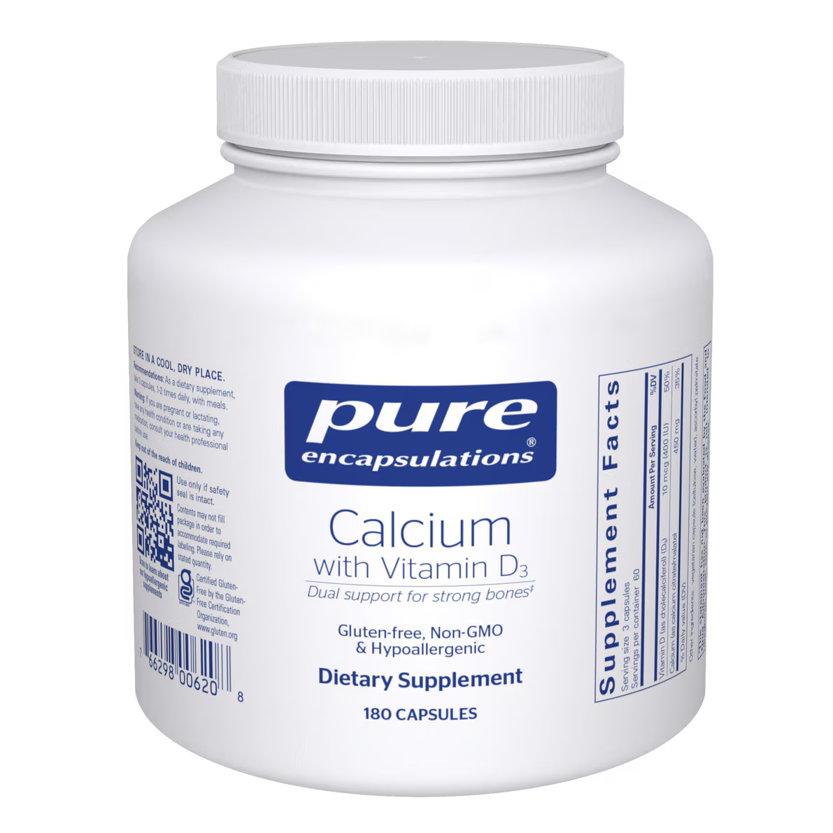 Calcium with Vitamin D3 180's – Pure Encapsulations
