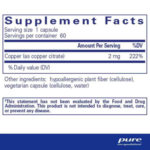 Copper (citrate) 60's – Pure Encapsulations