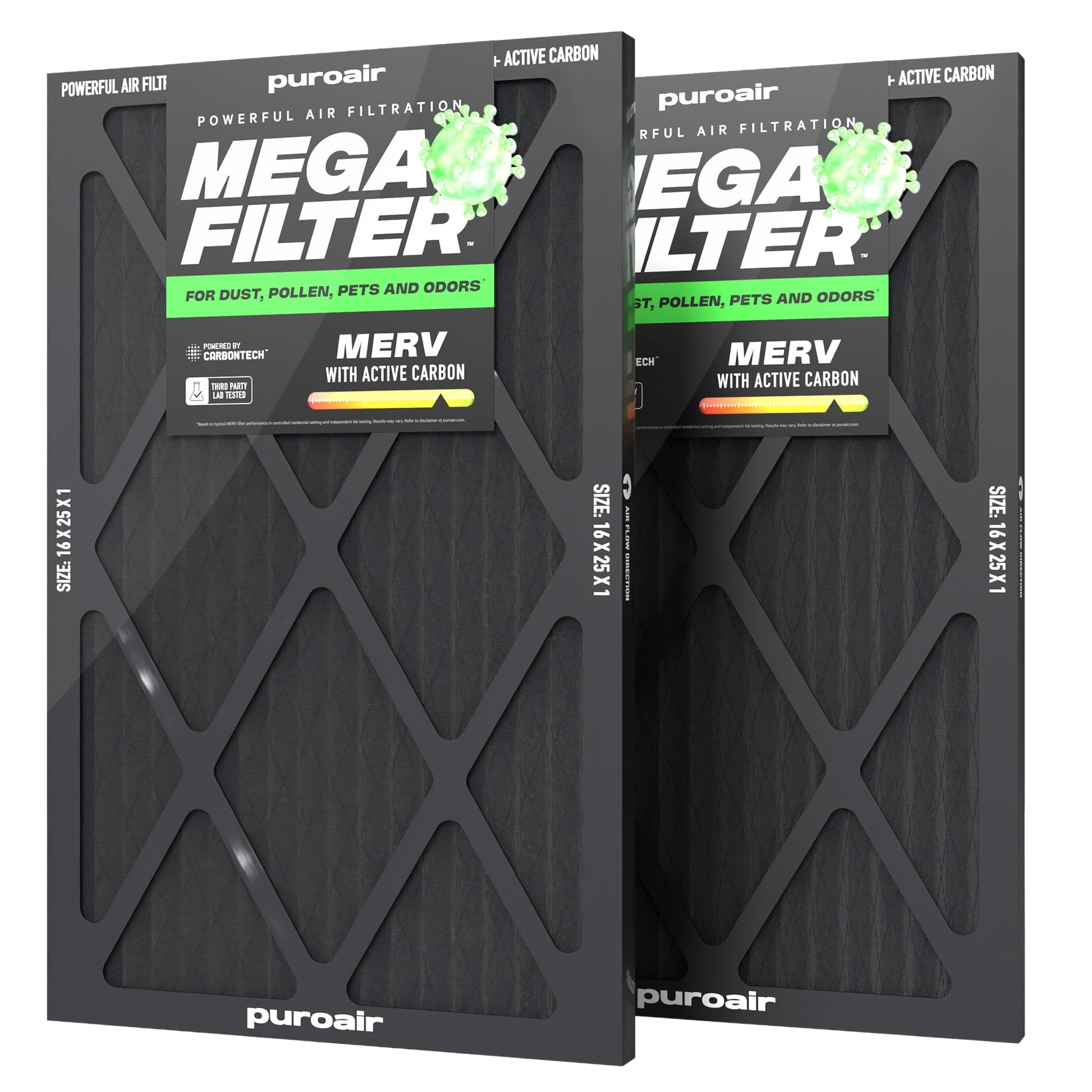 HVAC Mega Filter MERV 13 Pleated Plus Activated Carbon Air Filter – PuroAir