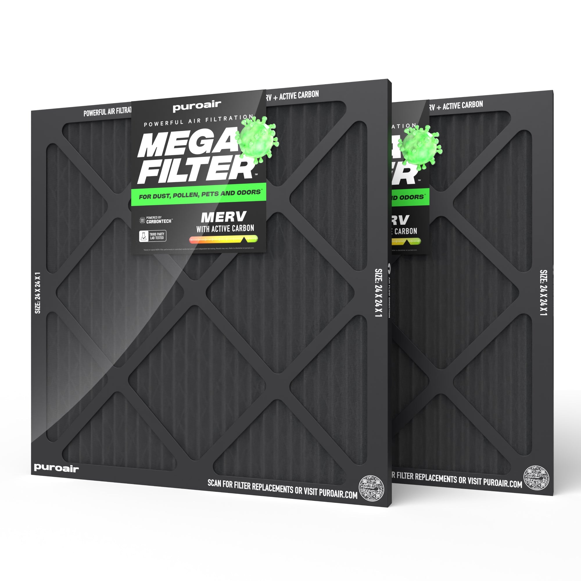 HVAC Mega Filter MERV 13 Pleated Plus Activated Carbon Air Filter – PuroAir