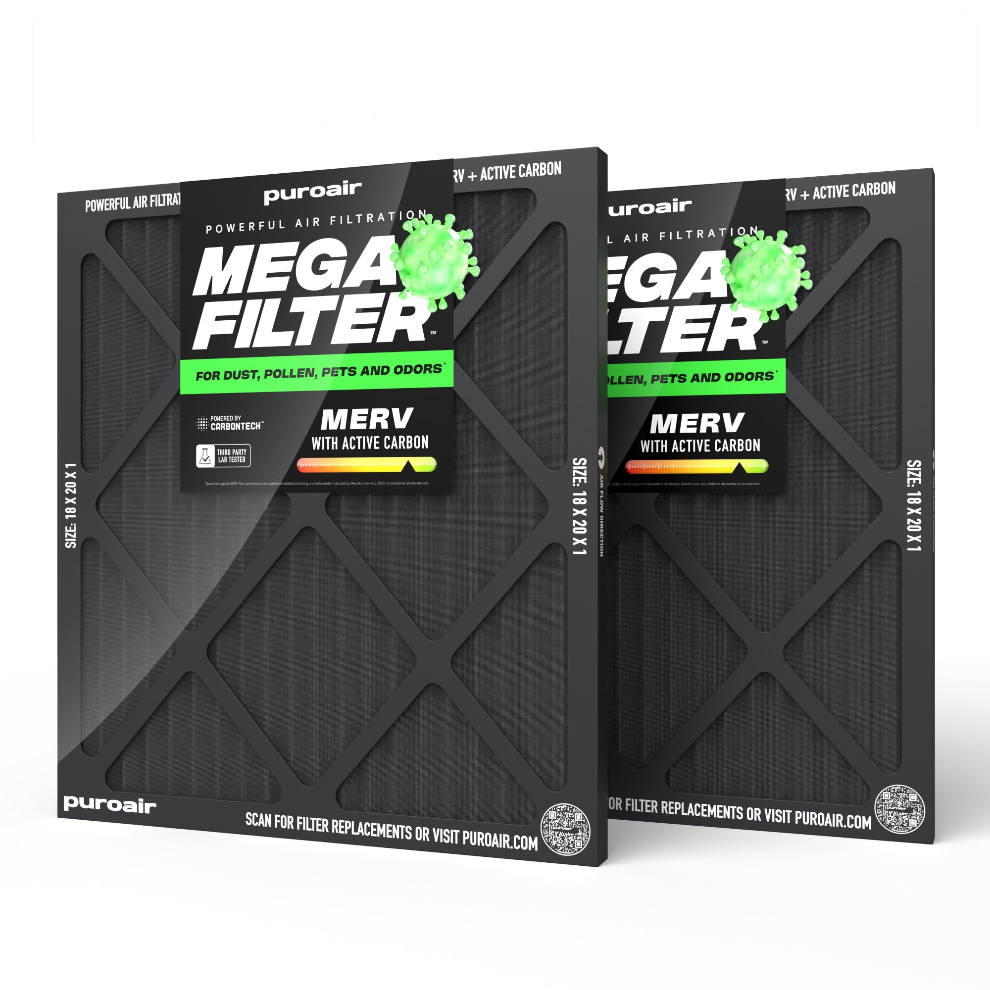 HVAC Mega Filter MERV 13 Pleated Plus Activated Carbon Air Filter – PuroAir
