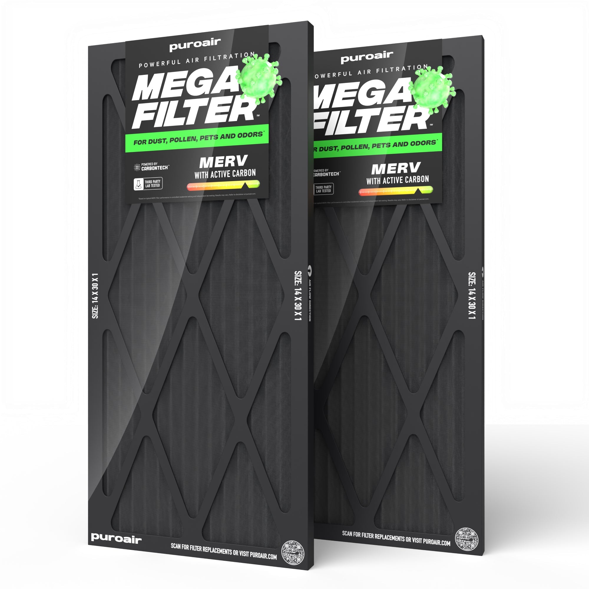 HVAC Mega Filter MERV 13 Pleated Plus Activated Carbon Air Filter – PuroAir