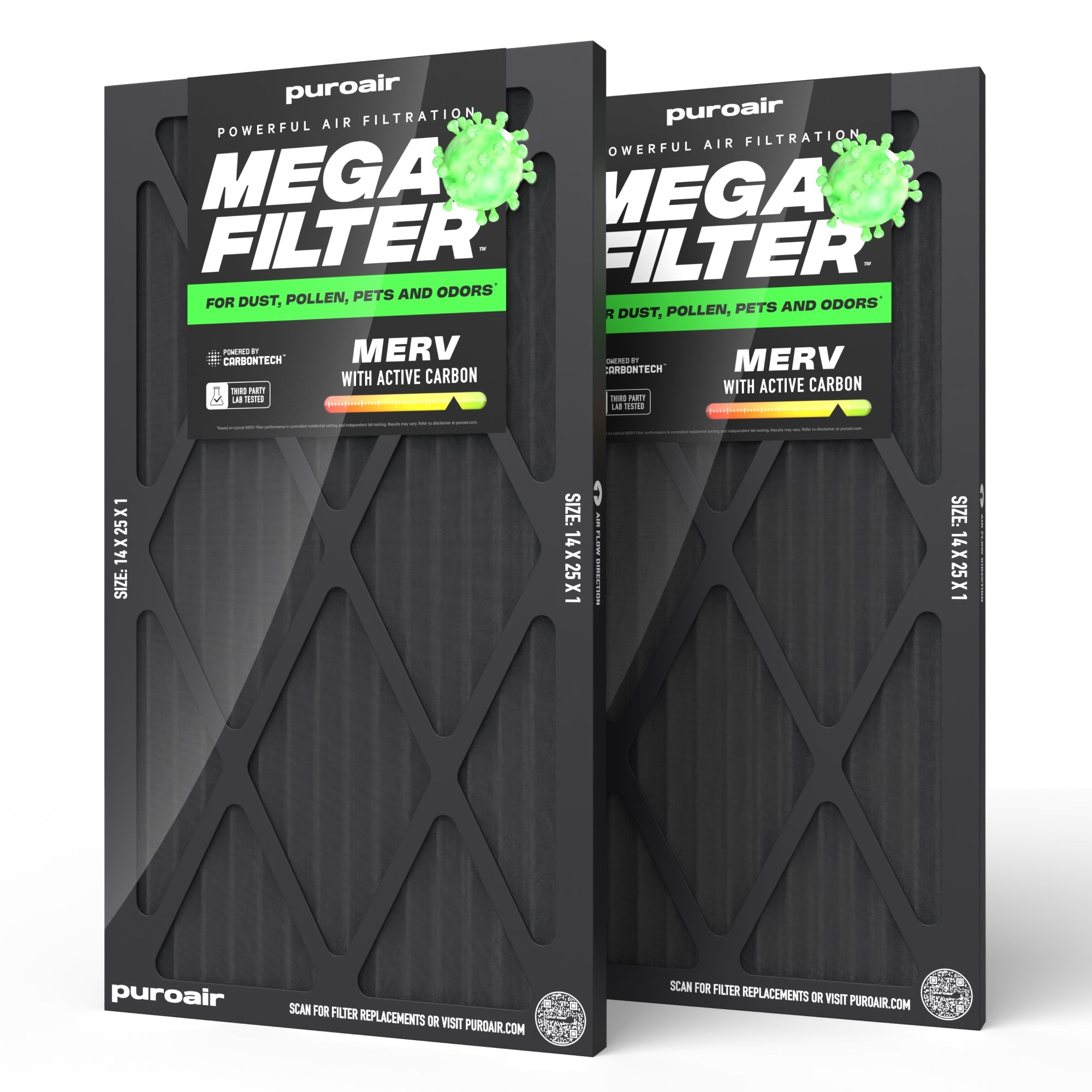 HVAC Mega Filter MERV 13 Pleated Plus Activated Carbon Air Filter – PuroAir