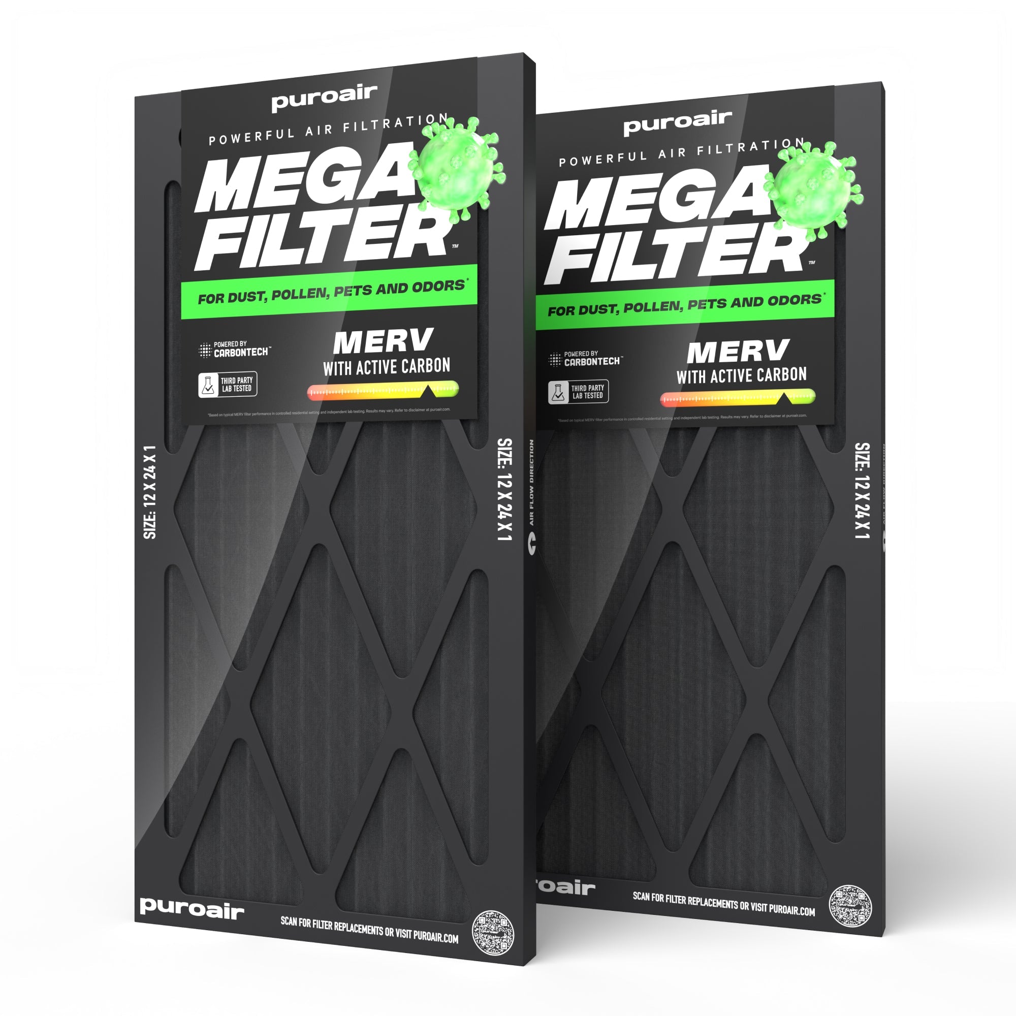 HVAC Mega Filter MERV 13 Pleated Plus Activated Carbon Air Filter – PuroAir