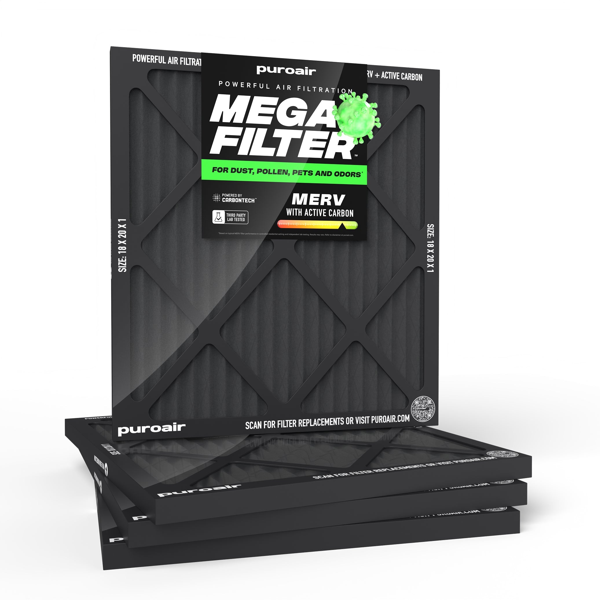 HVAC Mega Filter MERV 13 Pleated Plus Activated Carbon Air Filter – PuroAir