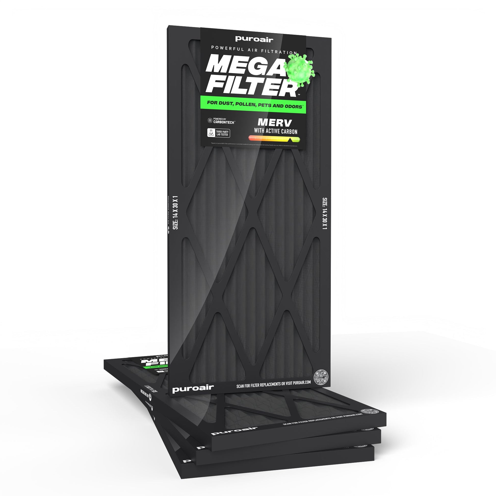 HVAC Mega Filter MERV 13 Pleated Plus Activated Carbon Air Filter – PuroAir