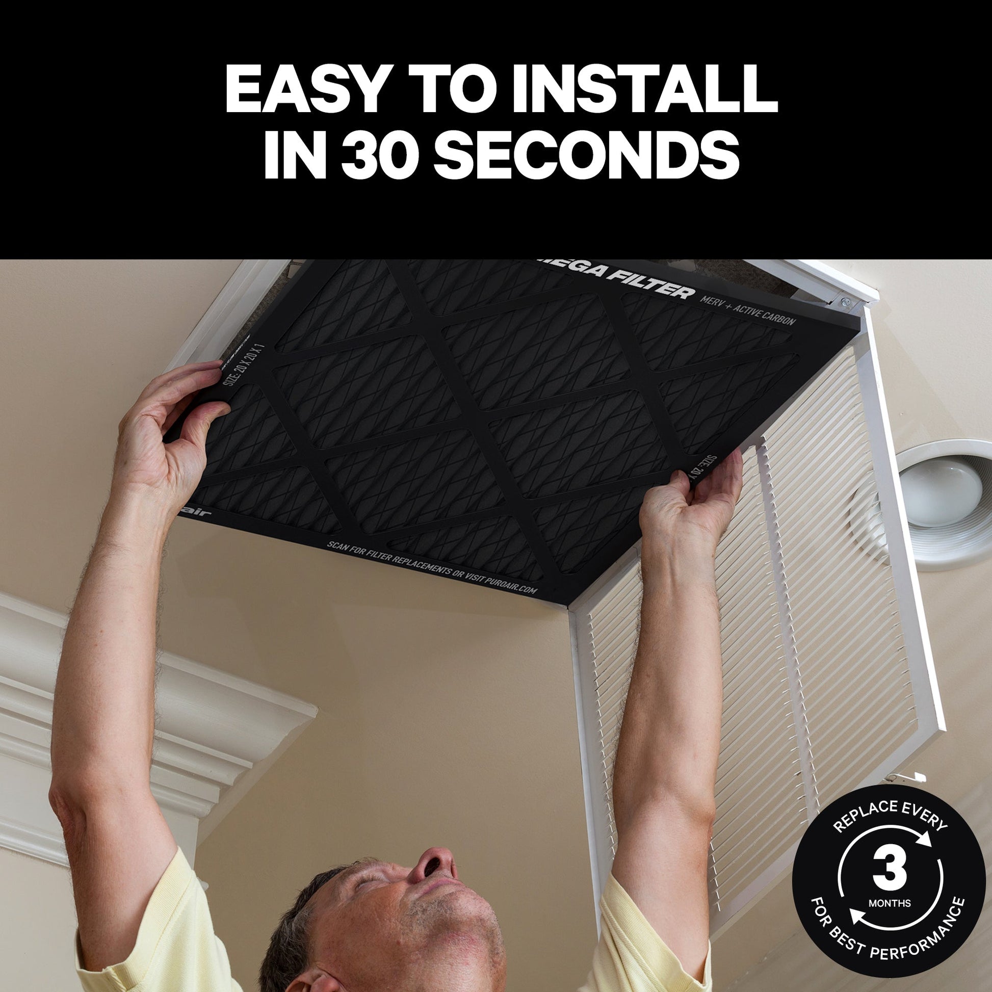 HVAC Mega Filter MERV 13 Pleated Plus Activated Carbon Air Filter – PuroAir