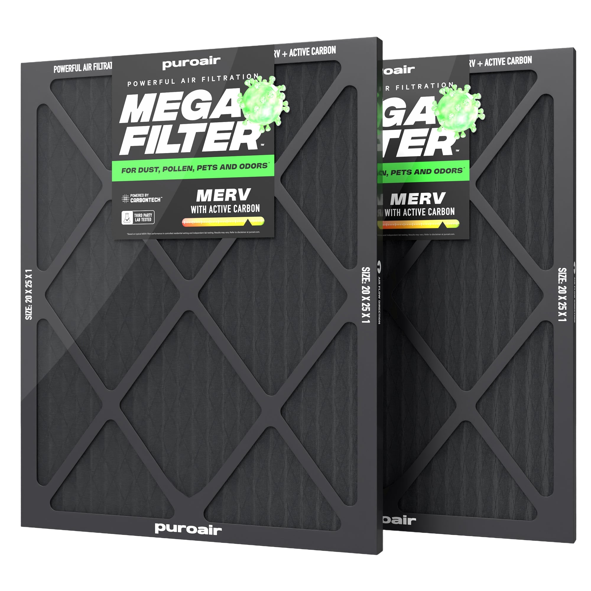 HVAC Mega Filter MERV 13 Pleated Plus Activated Carbon Air Filter – PuroAir
