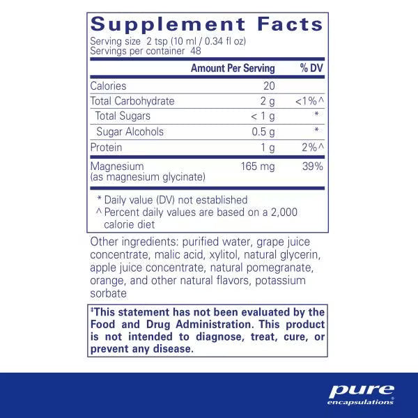 Magnesium Glycinate liquid 480 ml – Pure Encapsulations