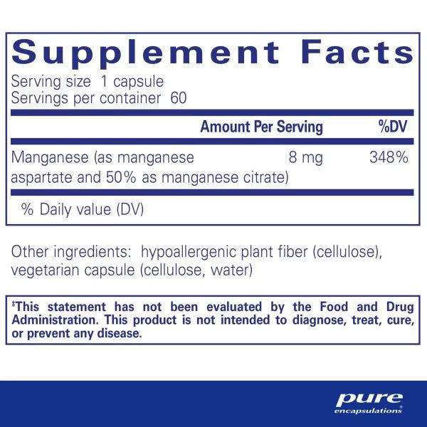 Manganese (aspartate/citrate) 60's – Pure Encapsulations