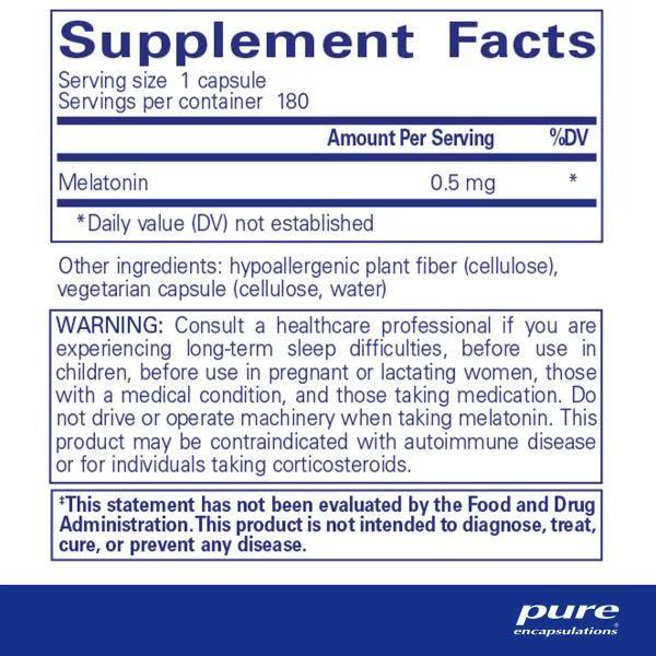 Melatonin 0.5 Mg – Pure Encapsulations