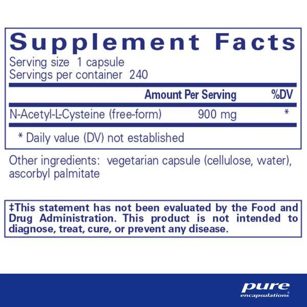 NAC (n-acetyl-l-cysteine) 900 mg – Pure Encapsulations