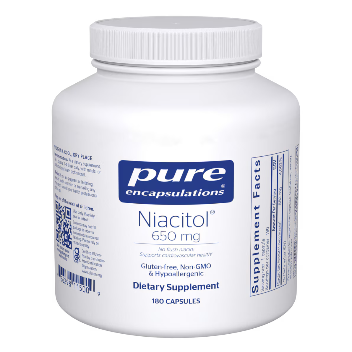 Niacitol® (no-flush niacin) 650 mg 180's – Pure Encapsulations