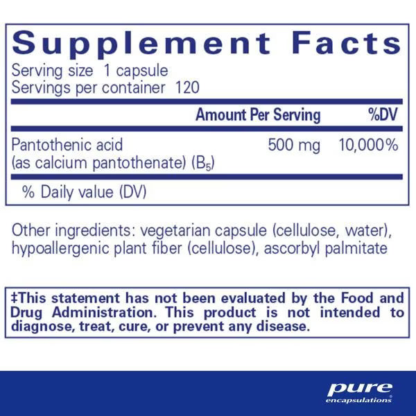 Pantothenic Acid 120's – Pure Encapsulations