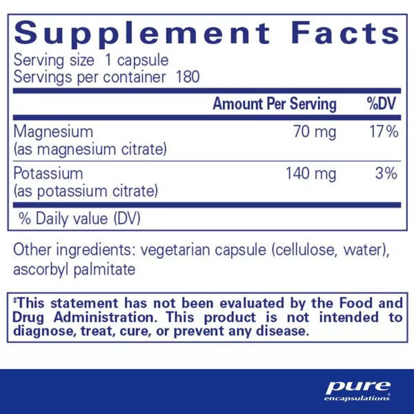 Potassium Magnesium (citrate) 180's – Pure Encapsulations