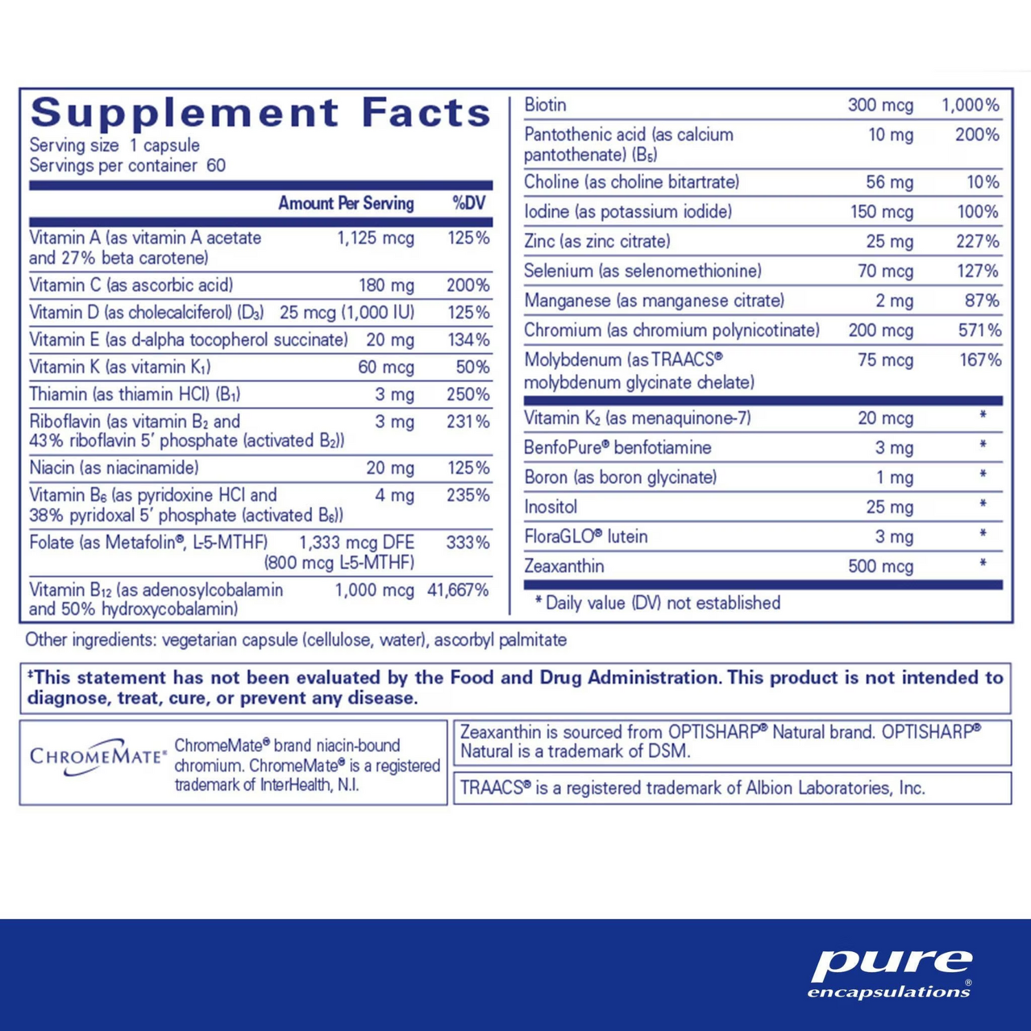 PureGenomics® Multivitamin 60's – Pure Encapsulations