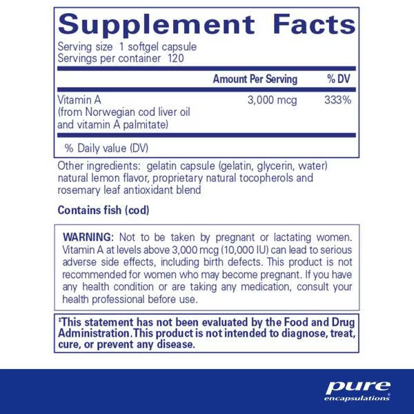 Vitamin A 3,000 mcg (10,000 IU) – Pure Encapsulations