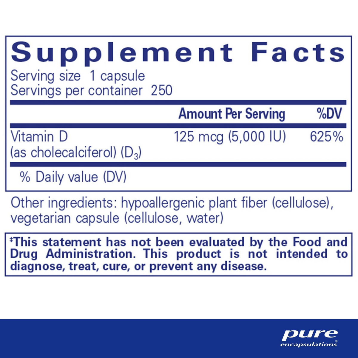 Vitamin D3 125 mcg (5,000 IU) – Pure Encapsulations