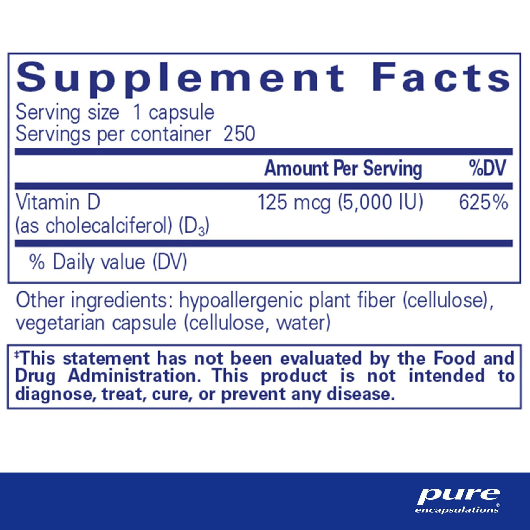 Vitamin D3 125 mcg (5,000 IU) – Pure Encapsulations