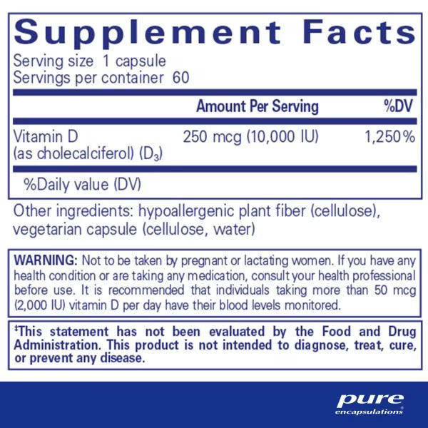 Vitamin D3 250 mcg (10,000 IU) – Pure Encapsulations