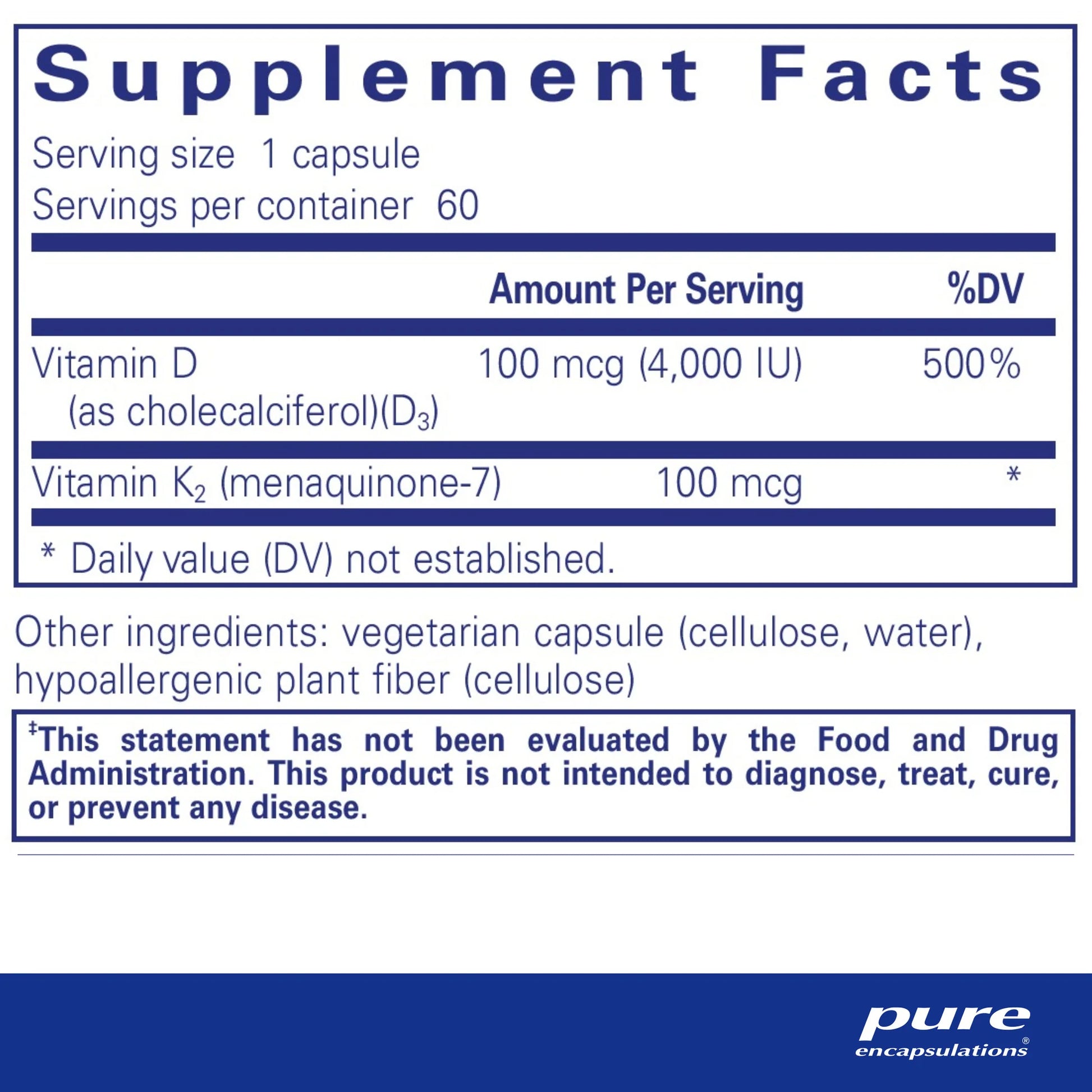 Vitamin D3 & K2 – Pure Encapsulations