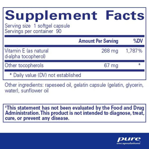 Vitamin E (with mixed tocopherols) – Pure Encapsulations
