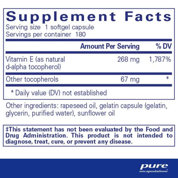 Vitamin E (with mixed tocopherols) – Pure Encapsulations