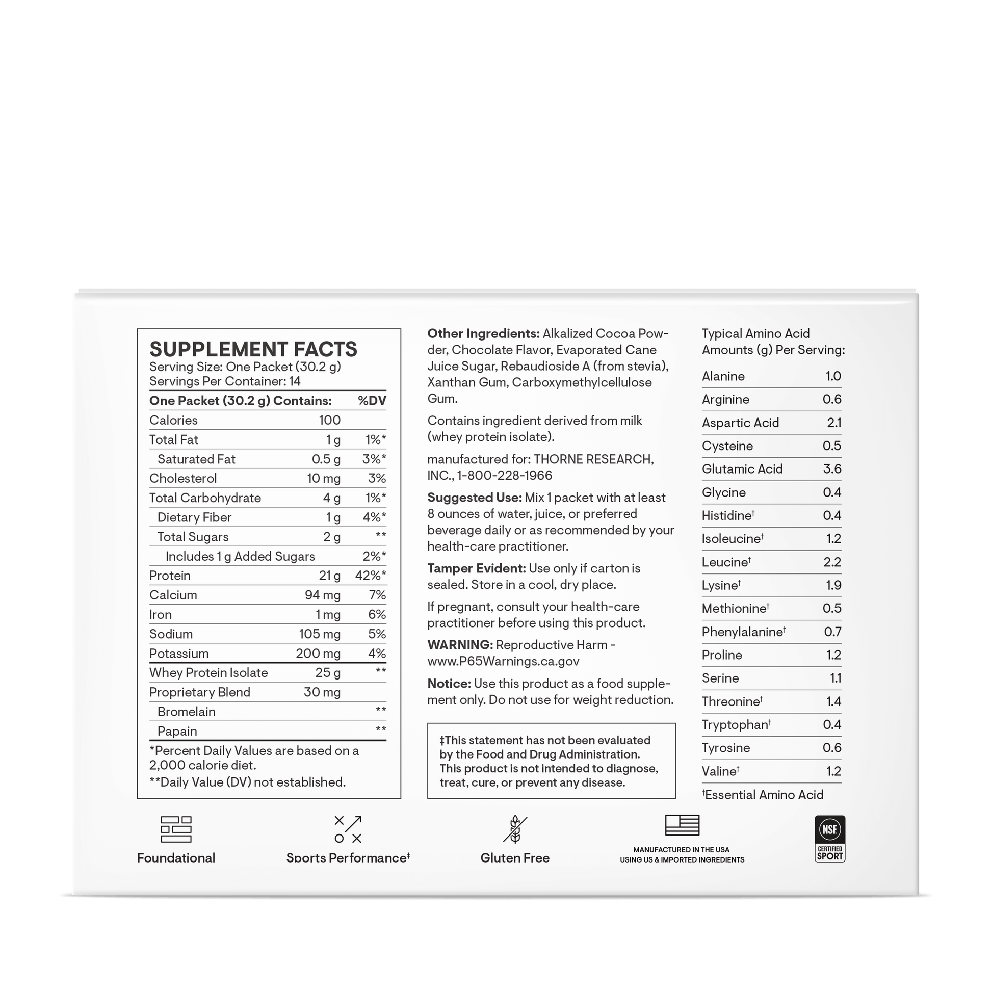 Whey Protein Isolate - Travel Packs - Chocolate – Thorne