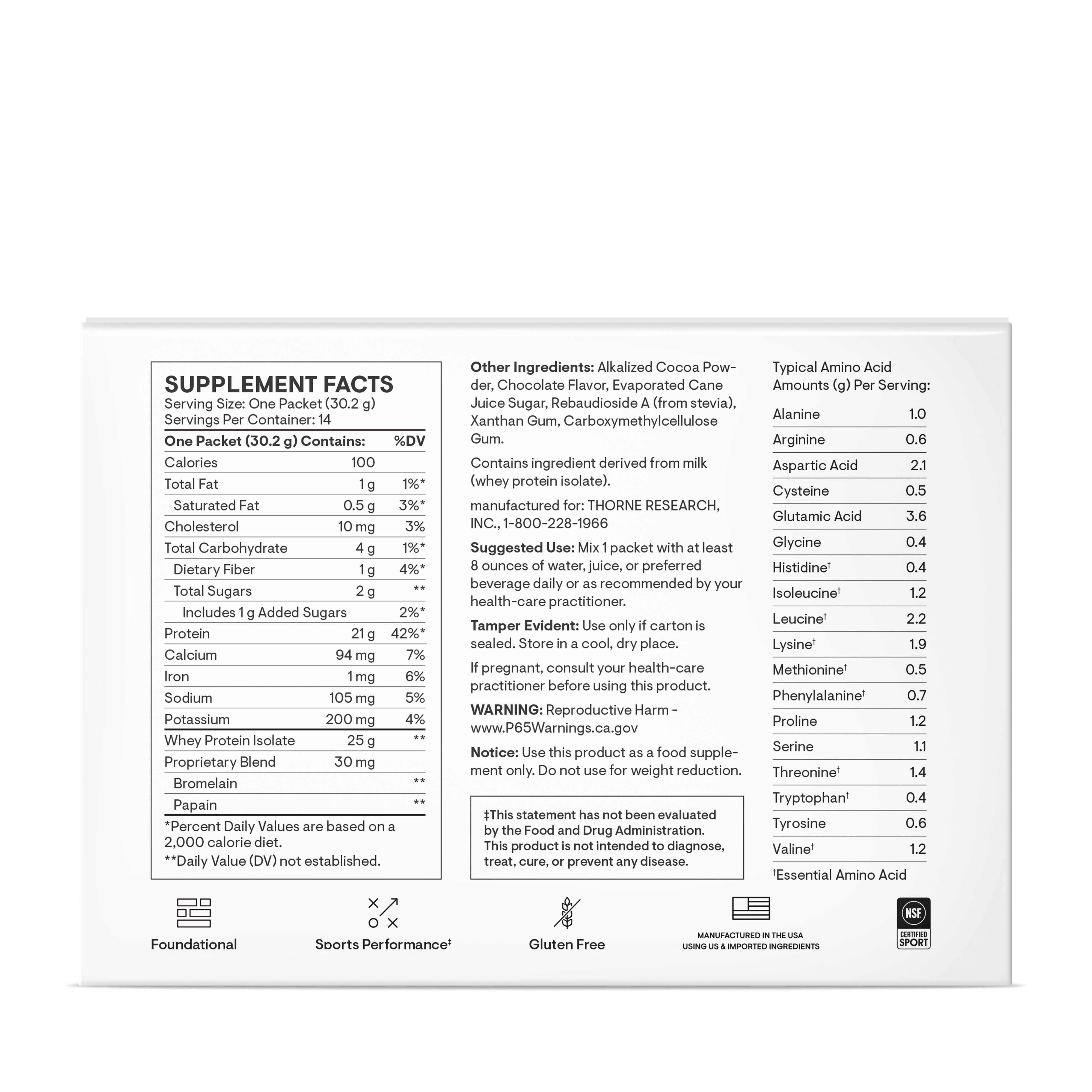 Whey Protein Isolate - Travel Packs - Chocolate – Thorne