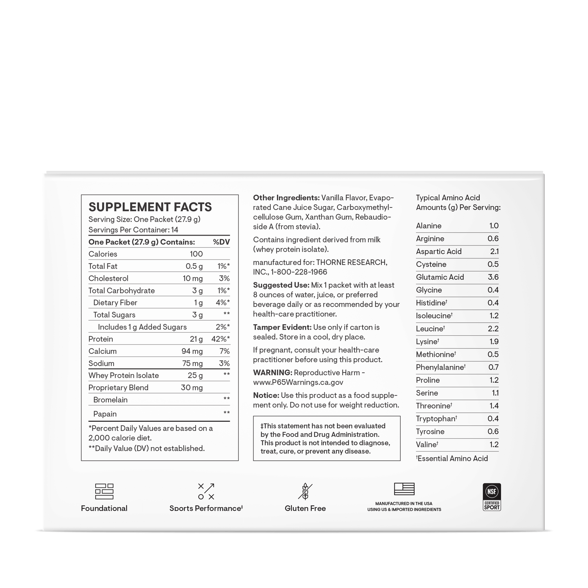 Whey Protein Isolate - Travel Packs - Vanilla – Thorne