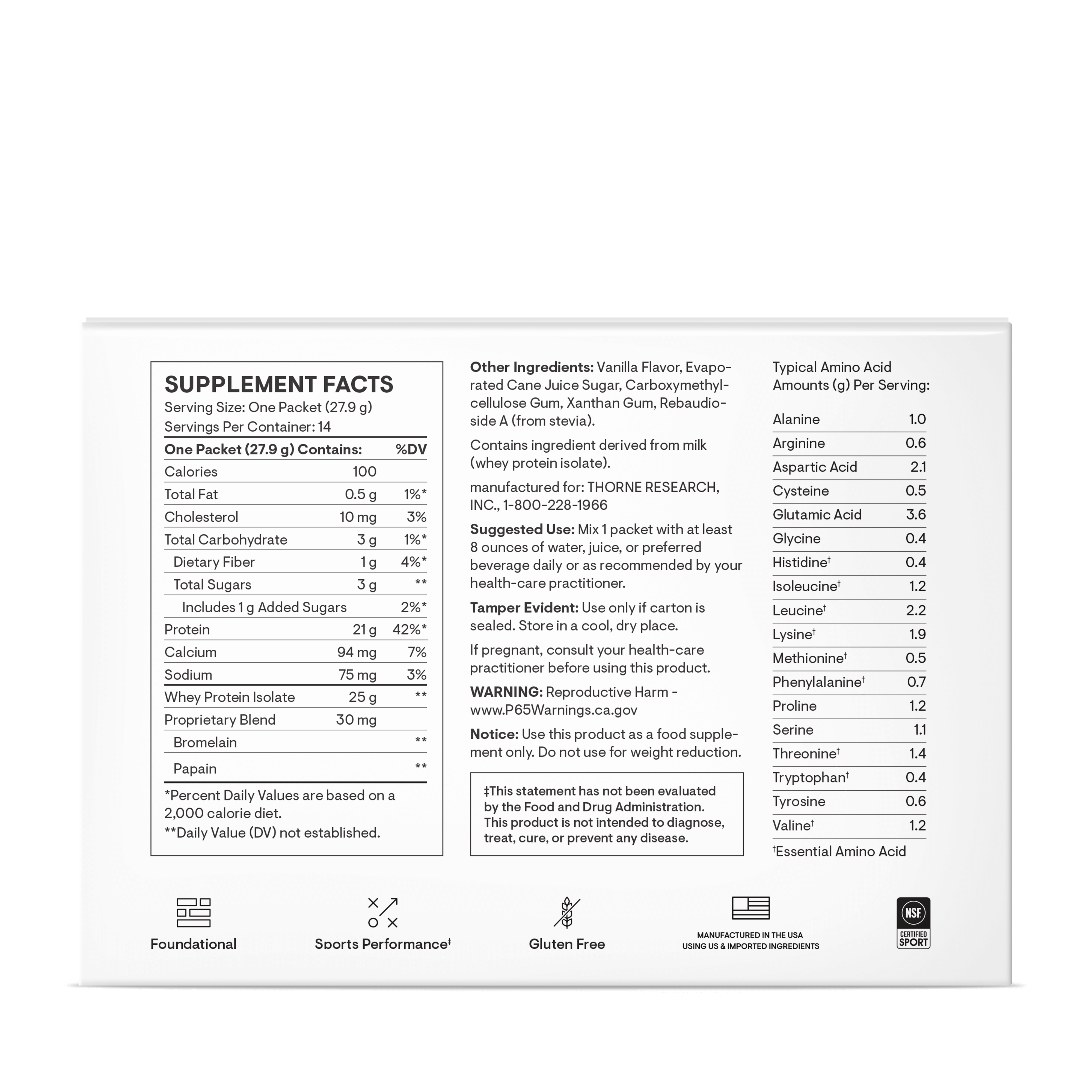 Whey Protein Isolate - Travel Packs - Vanilla – Thorne